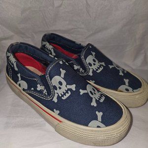 Mini Boden Skull crossbones slip on shoes slide size 28 US 11